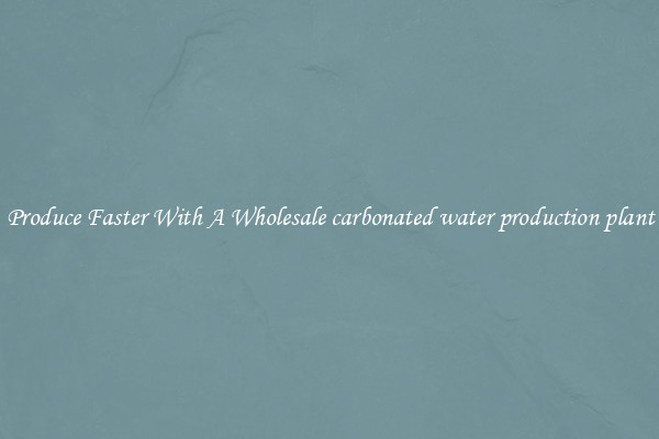 Produce Faster With A Wholesale carbonated water production plant