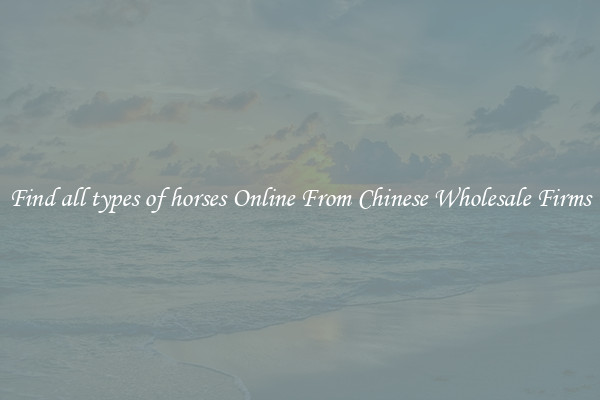 Find all types of horses Online From Chinese Wholesale Firms