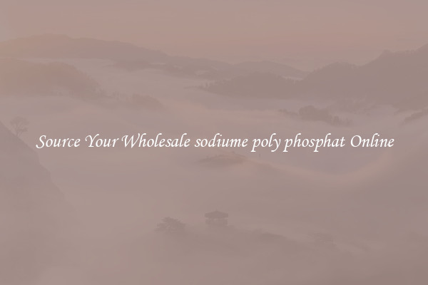 Source Your Wholesale sodiume poly phosphat Online